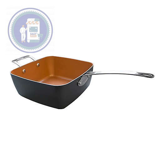 Gotham Steel Deep Square Nonstick Pan with Steamer Tray Lid Frying Basket  for sale online