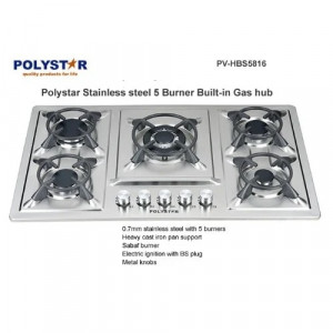 Polystar Stainless Steel 5 Built In Hob Glass Gas Cooker Pv-hbs5816