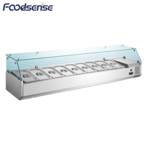 Supermarket salad equipment display showcase refrigerators, commercial countertop salad bar refrigerator sale